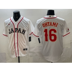 Men Japan Baseball  16 Shohei Ohtani White 2026 World Baseball Classic Home Stadium Stitched Jersey