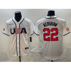Men USA Baseball  22 Clayton Kershaw White 2026 World Baseball Classic Home Stadium Stitched Jersey