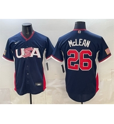 Men USA Baseball 26 Nolan McLean Navy 2026 World Baseball Classic Road Stadium Stitched Jersey Men USA Baseball 26 Nolan McLean Navy 2026 World Baseball Classic Road Stadium Stitched Jersey