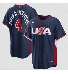 Men USA Baseball 4 Pete Crow Armstrong Navy 2026 World Baseball Classic Road Stadium Stitched Jersey Men USA Baseball 4 Pete Crow Armstrong Navy 2026 World Baseball Classic Road Stadium Stitched Jersey