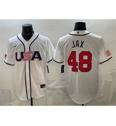 Men USA Baseball 48 Griffin Jax White 2026 World Baseball Classic Home Stadium Stitched Jersey Men USA Baseball 48 Griffin Jax White 2026 World Baseball Classic Home Stadium Stitched Jersey