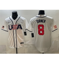 Men USA Baseball 8 Trea Turner White 2026 World Baseball Classic Home Stadium Stitched Jersey Men USA Baseball 8 Trea Turner White 2026 World Baseball Classic Home Stadium Stitched Jersey