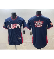 Men USA Baseball Navy 2026 World Baseball Classic Big Logo Road Stadium Stitched Jersey Men USA Baseball Navy 2026 World Baseball Classic Big Logo Road Stadium Stitched Jersey