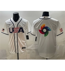 Men USA Baseball Team Big Logo White 2026 World Baseball Classic Home Stadium Stitched Jersey Men USA Baseball Team Big Logo White 2026 World Baseball Classic Home Stadium Stitched Jersey