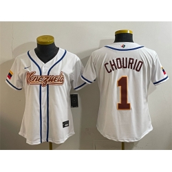 Youth Venezuela Baseball  1 Jackson Chourio White 2026 World Baseball Classic Home Stadium Stitched Baseball Jersey