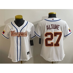 Youth Venezuela Baseball  27 Jose Altuve White 2026 World Baseball Classic Home Stadium Stitched Baseball Jersey