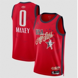 Men 2026 All Star  0 Tyrese Maxey Red Stitched Basketball Jersey