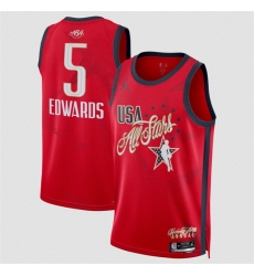 Men 2026 All Star 5 Anthony Edwards Red Stitched Basketball Jersey Men 2026 All Star 5 Anthony Edwards Red Stitched Basketball Jersey